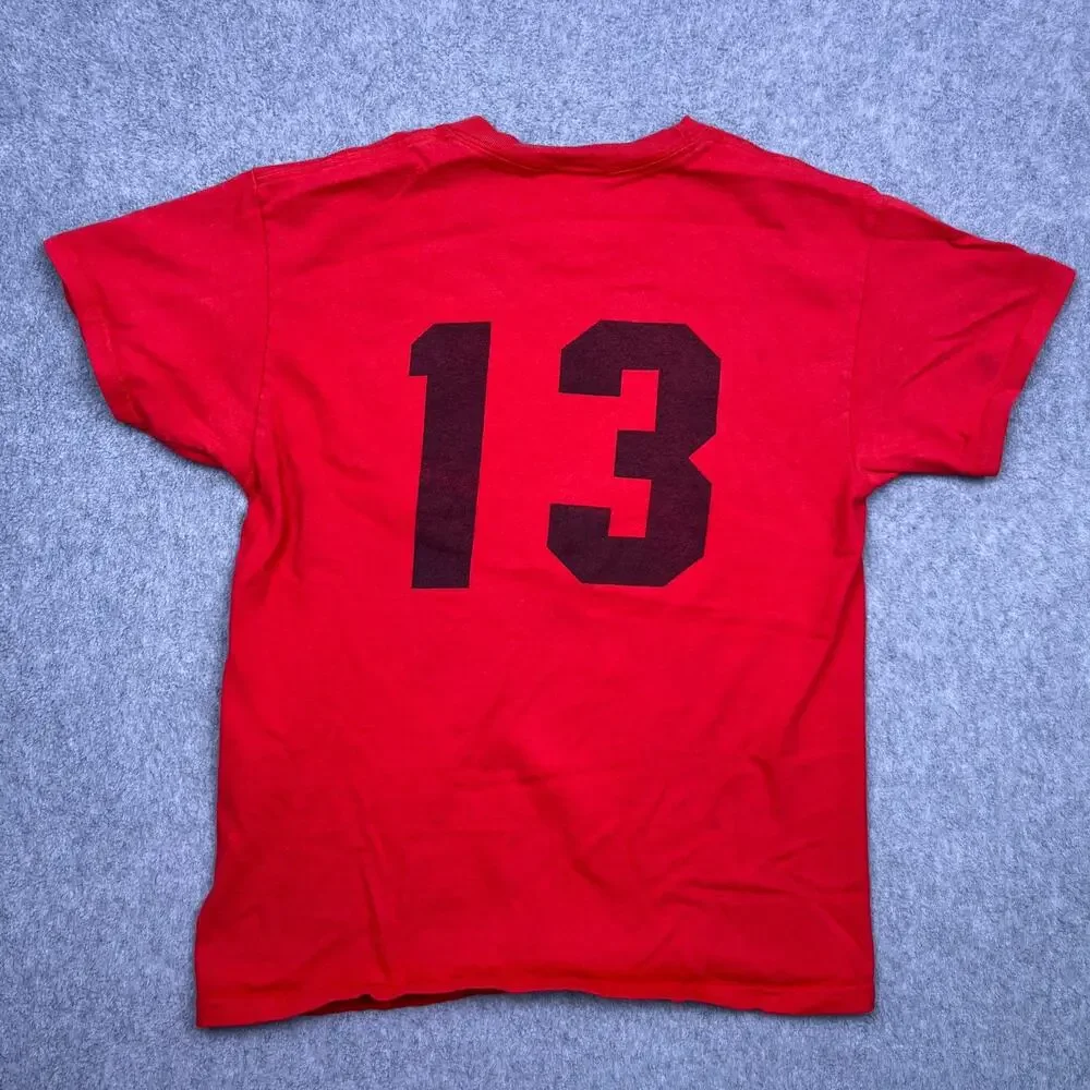 hanes beefy binnsmead fire t-shirt red cotton short sleeve boys large